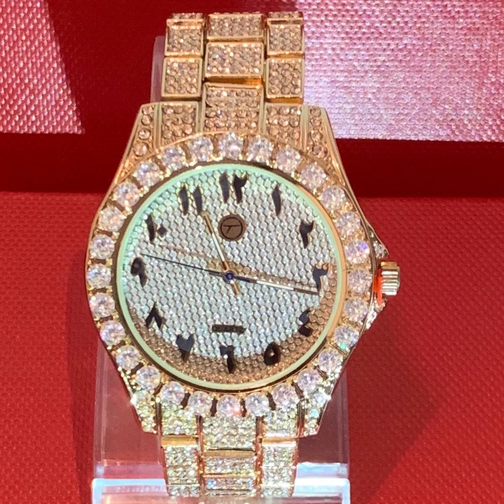 Gold plated Lab Diamond Luxury Watch